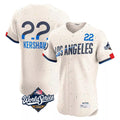 Los Angeles Dodgers #22 Clayton Kershaw Player Cream Fotopoulosg World Series City Connect Limited Elite Home Stitched Jerseys