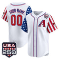 Custom Arizona Diamondbacks America 250 Edition Vapor Premier Limited White Fotopoulosg Stitched Jerseys