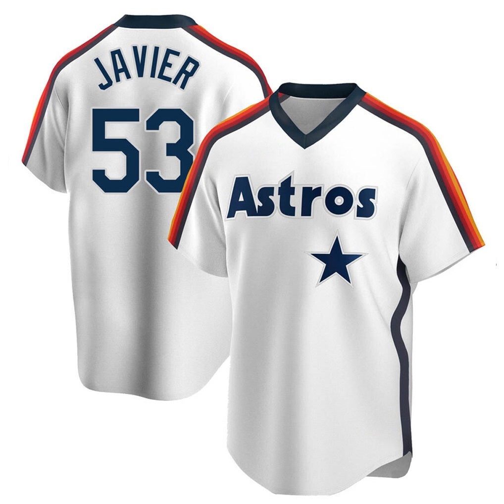Houston Astros #53 Cristian Javier Player White Fotopoulosg Cooperstown Collection T-shirt Stitched Jerseys