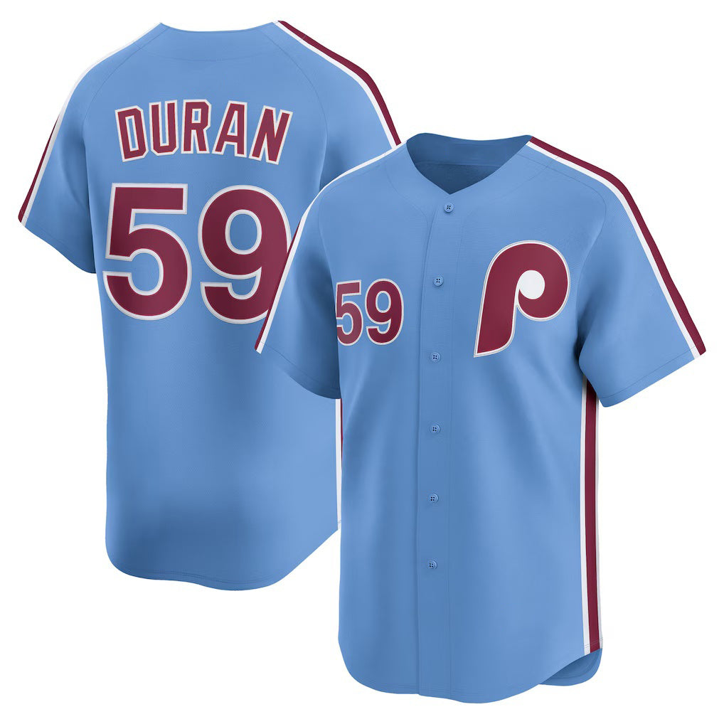 Philadelphia Phillies #59 Jhoan Duran Light Blue Fotopoulosg Alternate Limited Player Jersey