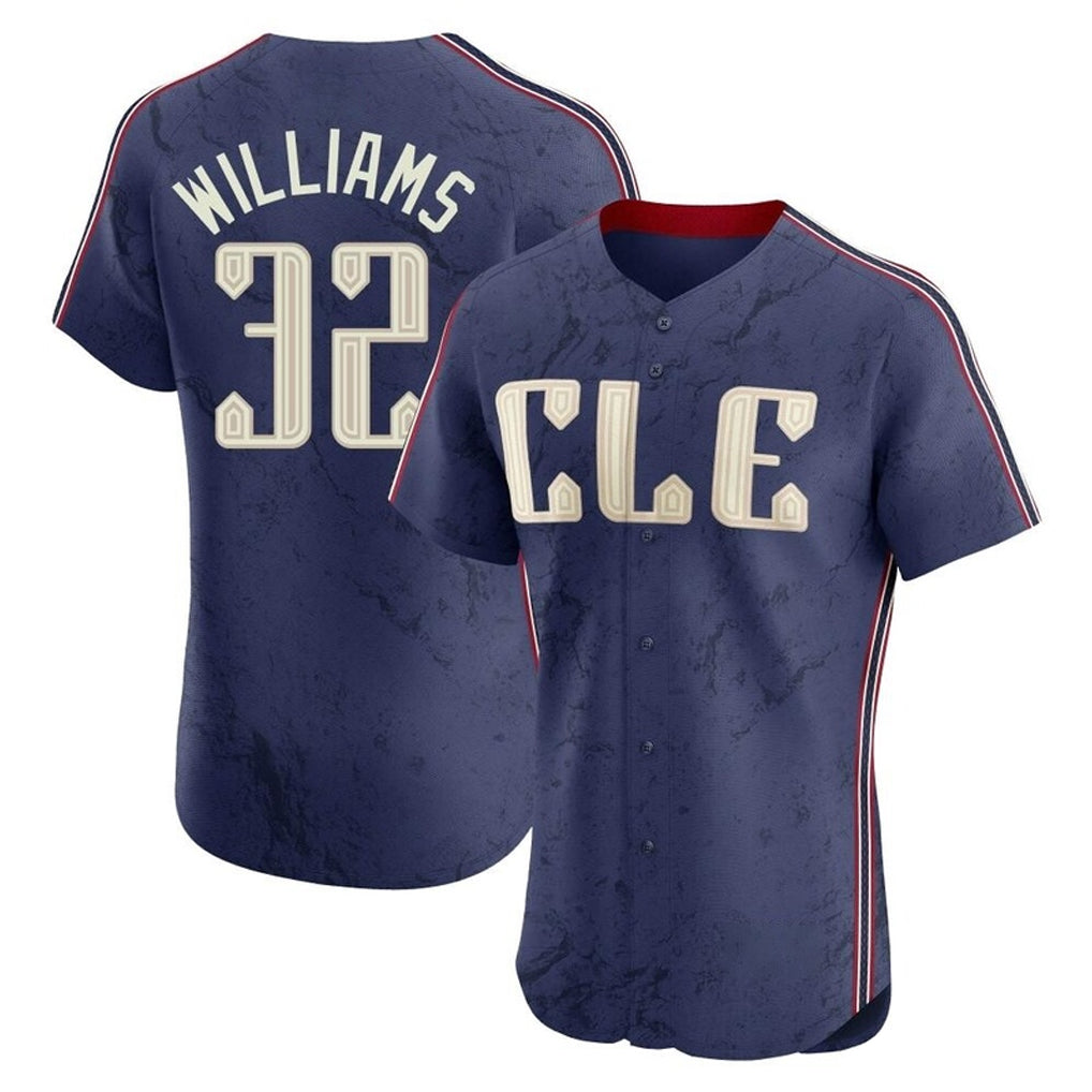 Cleveland Guardians #32 Gavin Williams Player Navy Fotopoulosg City Connect Limited Elite Home Stitched Jerseys
