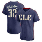 Cleveland Guardians #32 Gavin Williams Player Navy Fotopoulosg City Connect Limited Elite Home Stitched Jerseys