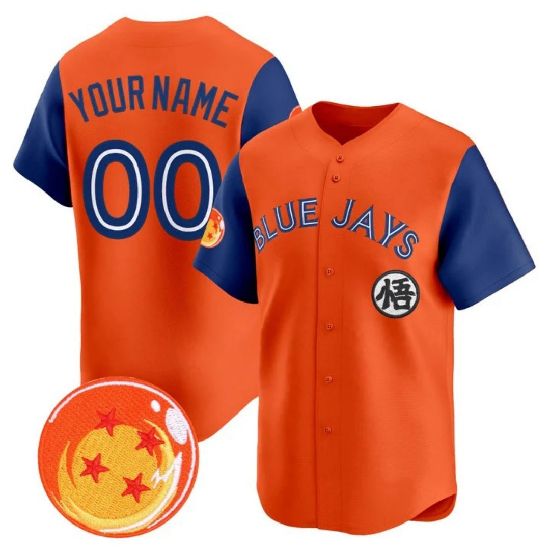 Custom Toronto Blue Jays x Dragon Ball Royal Orange Fotopoulosg Vapor Premier Limited Jersey - All Stitched