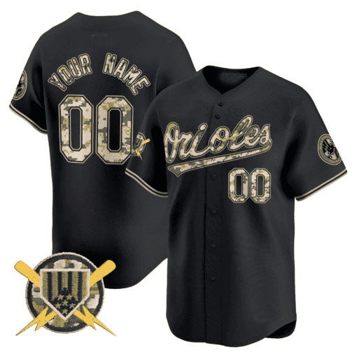 Custom Baltimore Orioles Armed Forces Day Vapor Premier Limited Jersey ¨C Black Fotopoulosg