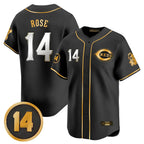 Cincinnati Reds #14 Pete Rose Player Black-Gold Fotopoulosg Vapor Premier Limited Home Stitched Jerseys