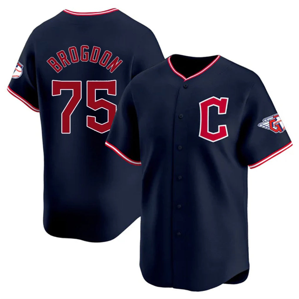 Cleveland Guardians #75 Connor Brogdon Player Navy Fotopoulosg Limited Home Stitched Jerseys