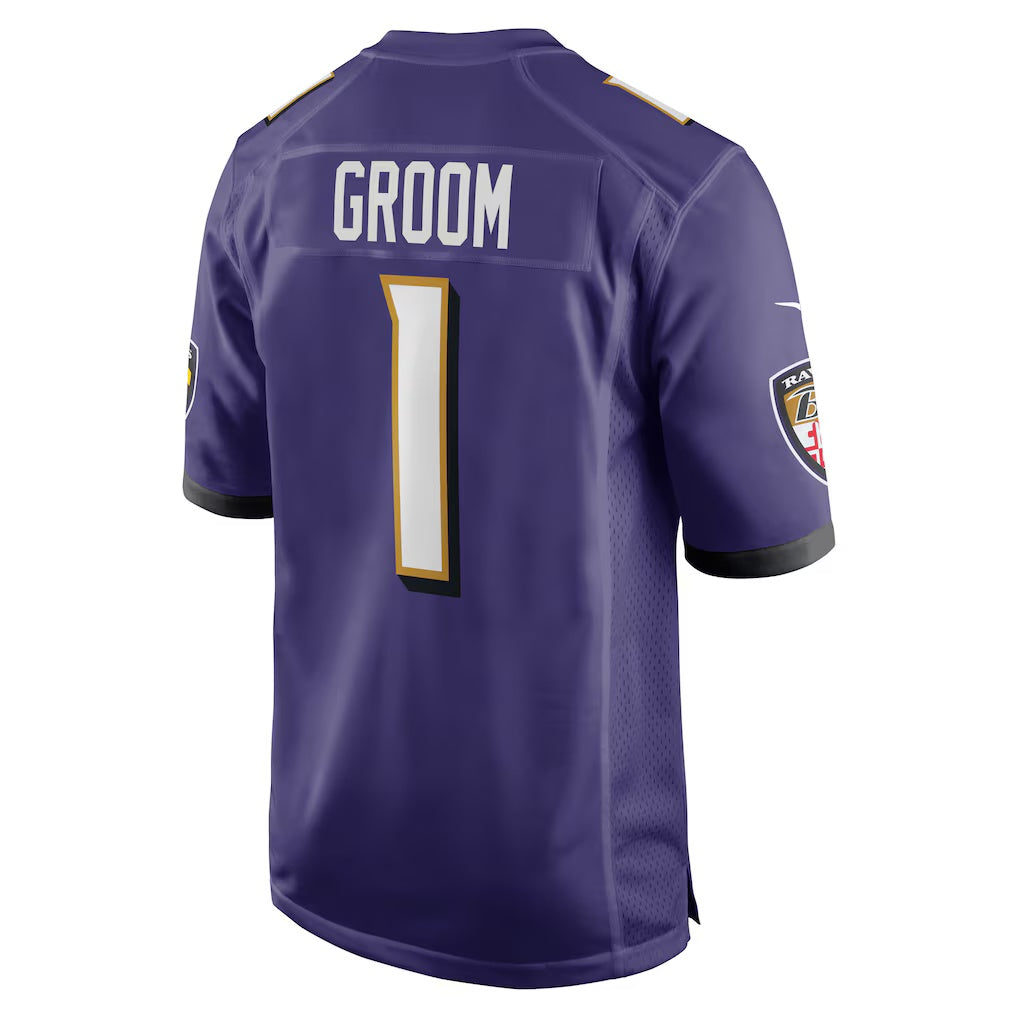 B.Ravens Number #1 Groom Purple Fotopoulosg Game Jersey