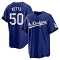 Los Angeles Dodgers #50 Mookie Betts Player Royal Fotopoulosg City Connect Home Game Stitched Jerseys