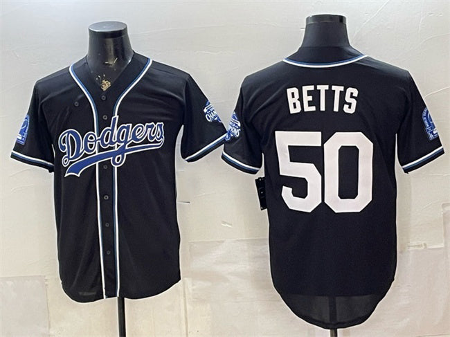 Los Angeles Dodgers #50 Mookie Betts B2B Champs 2026 Black Fotopoulosg Out Style Vapor Limited Stitched Jersey