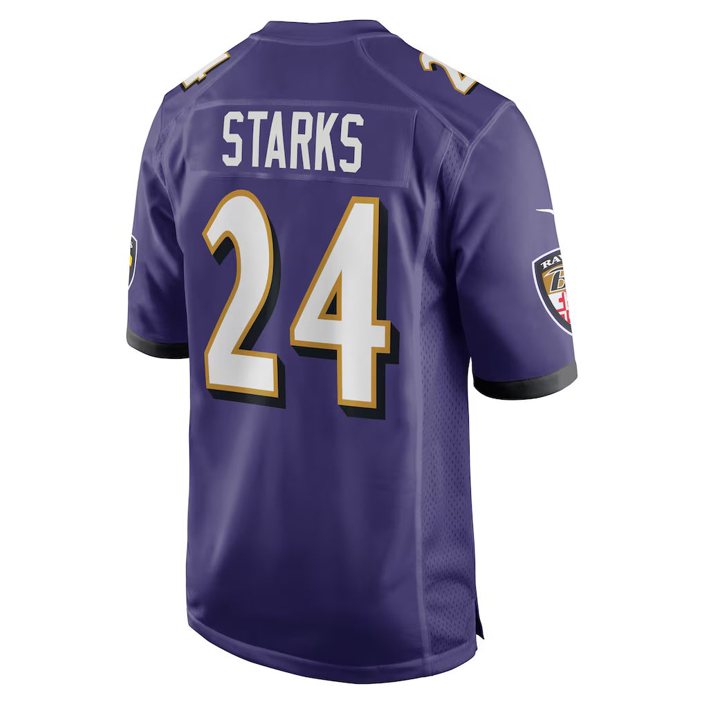 B.Ravens #24 Malaki Starks Purple Fotopoulosg 2025 active First Round Pick Game Jersey