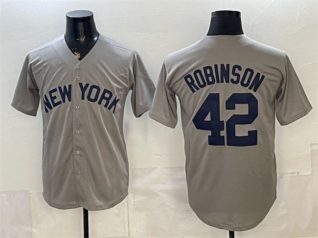 New York Yankees #42 Jackie Robinson Grey Fotopoulosg Stitched Jersey