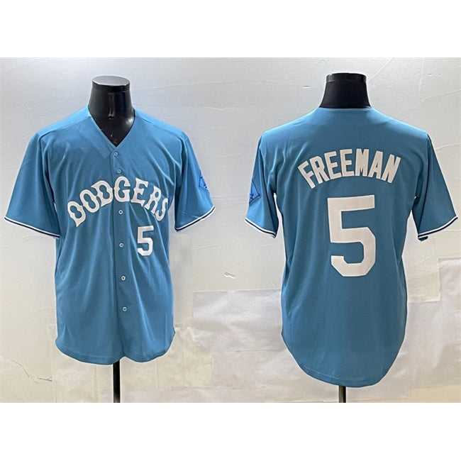 Los Angeles Dodgers #5 Freddie Freeman Light Blue Fotopoulosg Limited Stitched Jersey