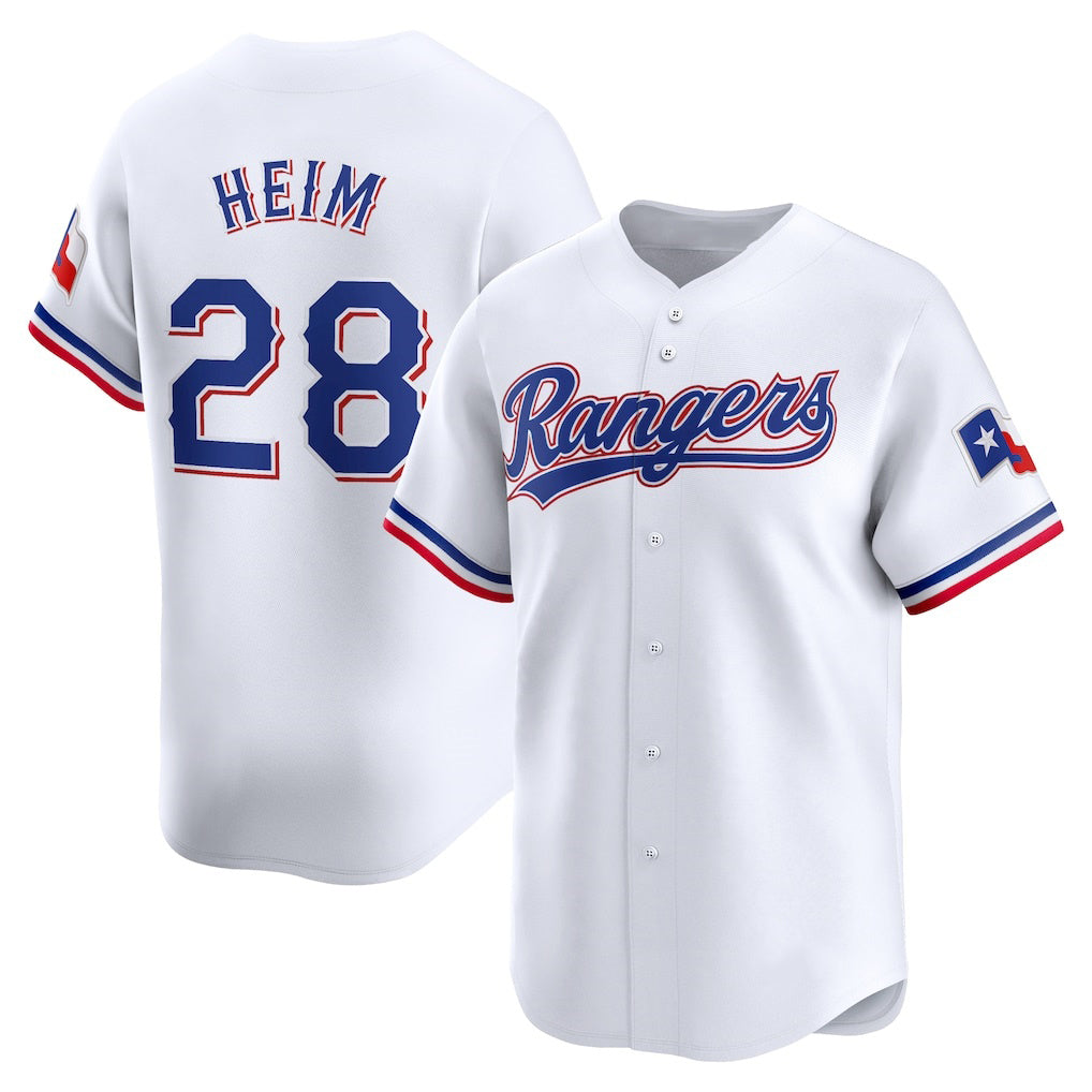 Texas Rangers #28 Jonah Heim White Fotopoulosg Home Limited Player Jersey