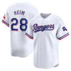Texas Rangers #28 Jonah Heim White Fotopoulosg Home Limited Player Jersey