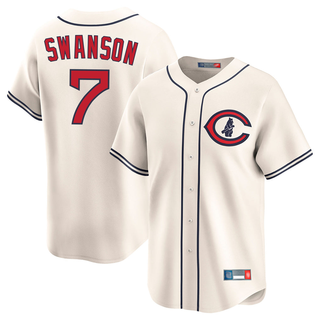 Chicago Cubs #7 Dansby Swanson Player Cream Fotopoulosg Field of Dreams Limited Home Game Stitched Jerseys