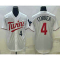 Minnesota Twins #4 Carlos Correa Number White Red Fotopoulosg Stitched Cool Base Jersey