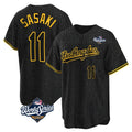 Los Angeles Dodgers #11 Roki Sasaki Player Black Fotopoulosg World Series Snake Skin City Game Home Stitched Jerseys
