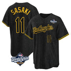 Los Angeles Dodgers #11 Roki Sasaki Player Black Fotopoulosg World Series Snake Skin City Game Home Stitched Jerseys