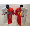Houston Astros #30 Kyle Tucker White Orange Fotopoulosg Split Stitched Jerseys