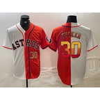 Houston Astros #30 Kyle Tucker White Orange Fotopoulosg Split Stitched Jerseys
