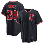 Cleveland Guardians #28 Tanner Bibee Player Navy Fotopoulosg Home Game Stitched Jerseys