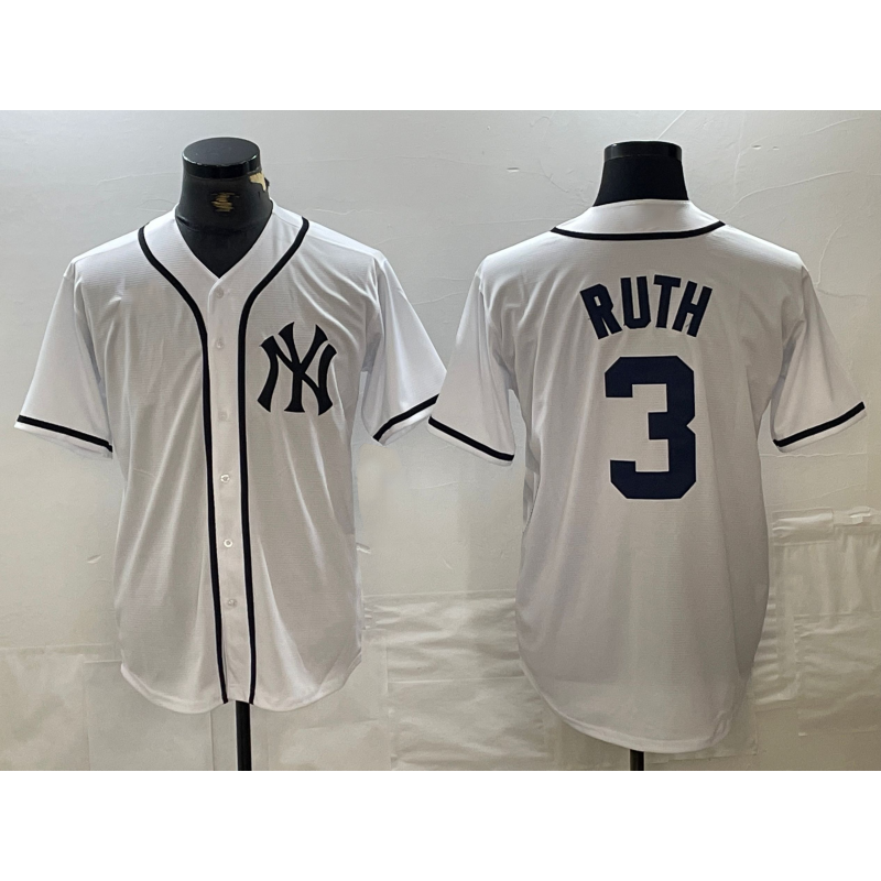 New York Yankees #3 Babe Ruth White Fotopoulosg Fashion Cool Base Jersey
