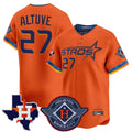 Houston Astros #27 Jose Altuve Player Orange Fotopoulosg City Connect Texas Patch Vapor Premier Limited Home Stitched Jerseys