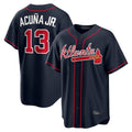 Atlanta Braves #13 Ronald Acuna Jr Player Navy Fotopoulosg Home Game Stitched Jerseys