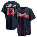 Atlanta Braves #13 Ronald Acuna Jr Player Navy Fotopoulosg Home Game Stitched Jerseys