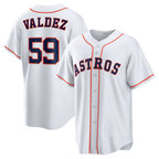 Houston Astros #59 Framber Valdez White Fotopoulosg Home Replica Jersey