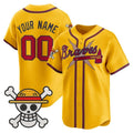 Custom Atlanta Braves x One Piece Gold Fotopoulosg Vapor Premier Limited Jersey - Stitched
