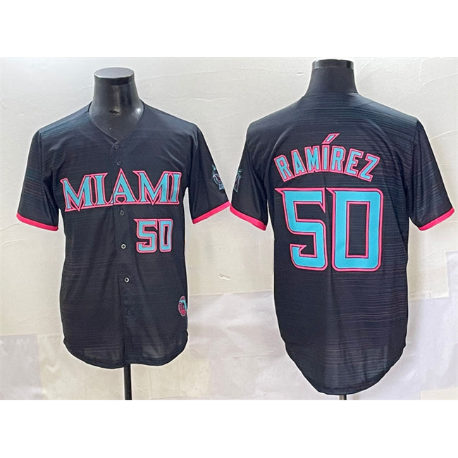Miami Marlins #50 Agust¨ªn Ram¨ªrez Black Fotopoulosg 2025 City Connect Limited Stitched Jersey