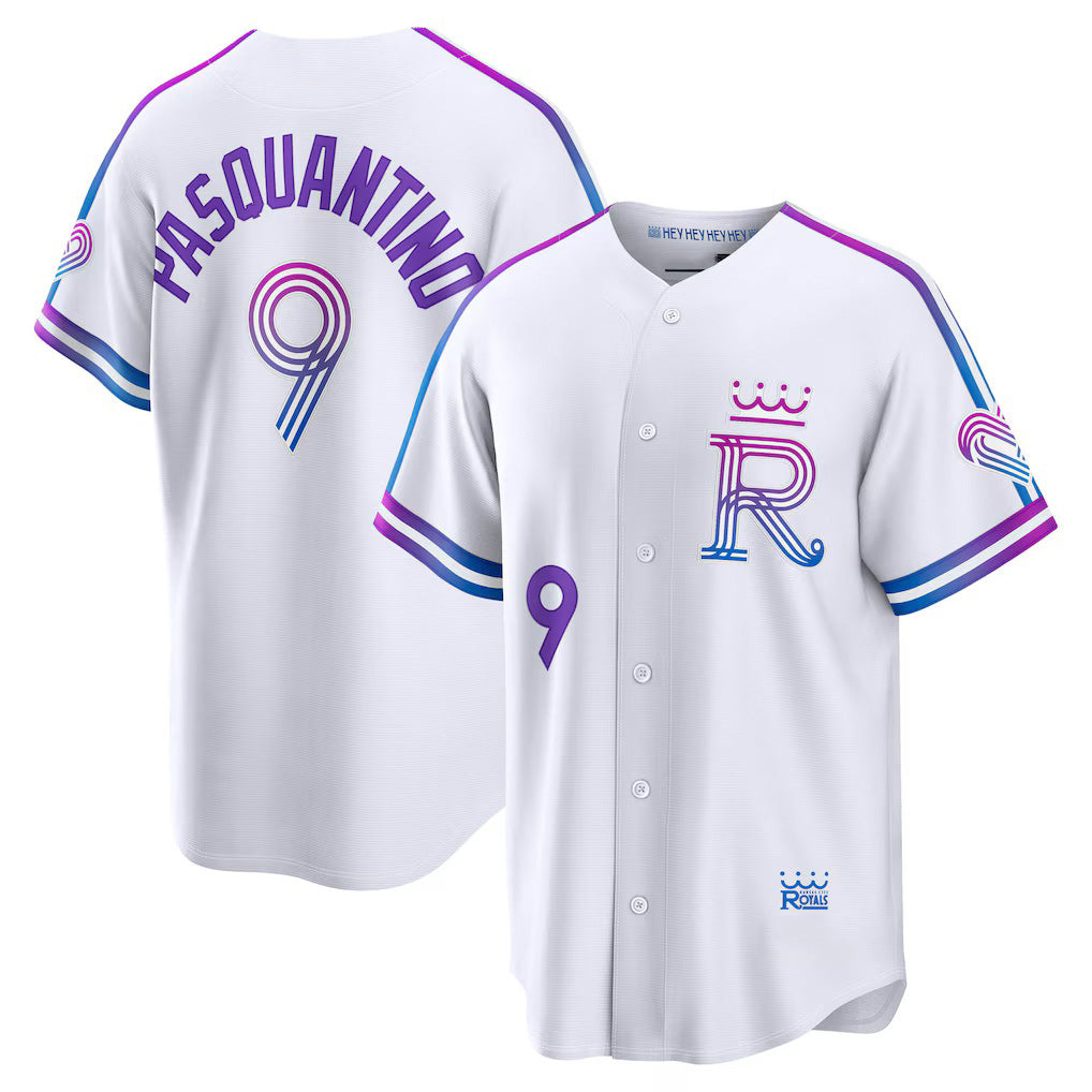 Kansas City Royals #9 Vinnie Pasquantino White Fotopoulosg 2026 City Connect Stadium Jersey