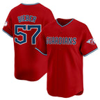 Cleveland Guardians #57 Shane Bieber Red Fotopoulosg Alternate Limited Stitched Jersey