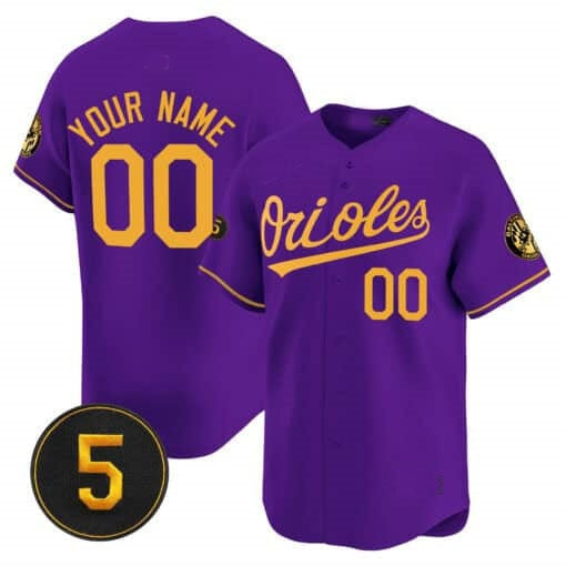 Custom Baltimore Orioles Robinson Patch Vapor Premier Limited Jersey ¨C Purple Gold Fotopoulosg