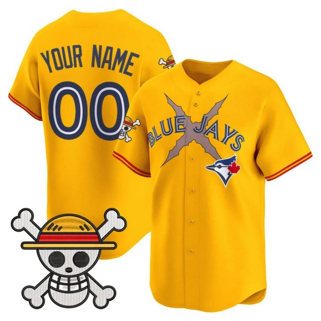 Custom Toronto Blue Jays x One Piece Gold Fotopoulosg Vapor Premier Limited Jersey - Stitched