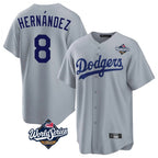 Los Angeles Dodgers #8 Enrique Hern¨¢ndez Player Gray Fotopoulosg World Series Game Stitched Jerseys