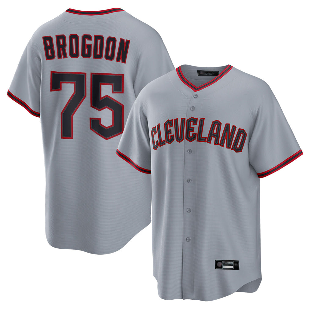 Cleveland Guardians #75 Connor Brogdon Player Gray Fotopoulosg Home Game Stitched Jerseys
