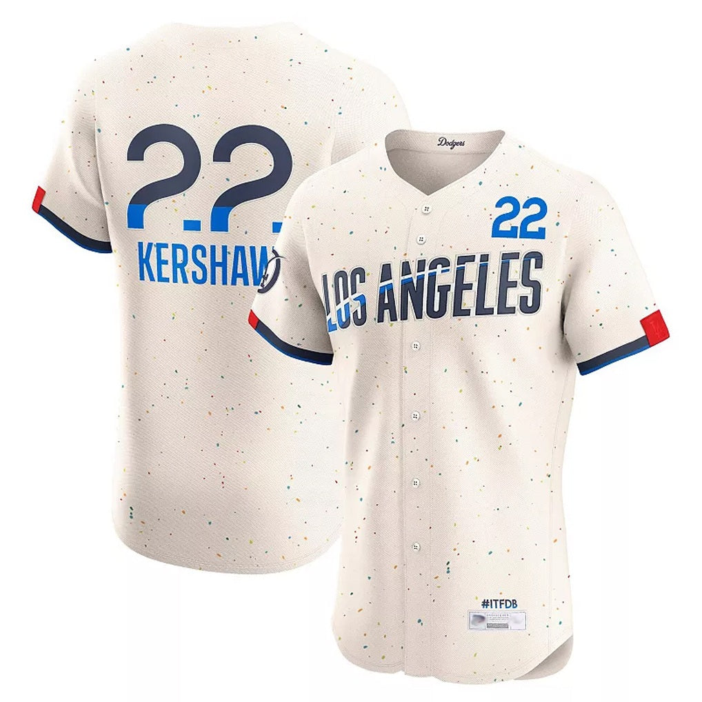 Los Angeles Dodgers #22 Clayton Kershaw Player Cream Fotopoulosg City Connect Limited Elite Home Stitched Jerseys