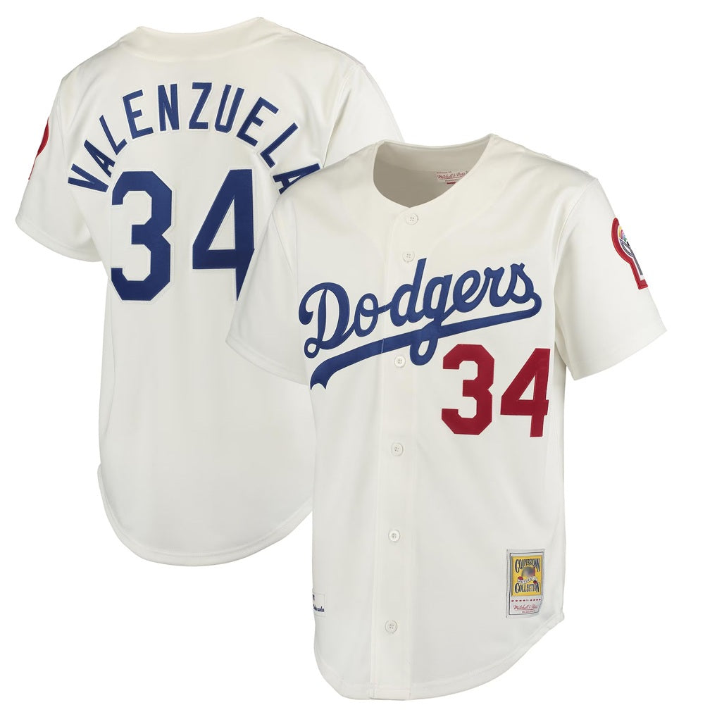 Los Angeles Dodgers #34 Fernando Valenzuela Player Cream Fotopoulosg Throwback Vapor Limited Stitched Jerseys