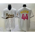 San Diego Padres #44 Joe Musgrove White Fotopoulosg Pinstripe 2023 City Connect Cool Base Stitched Jersey