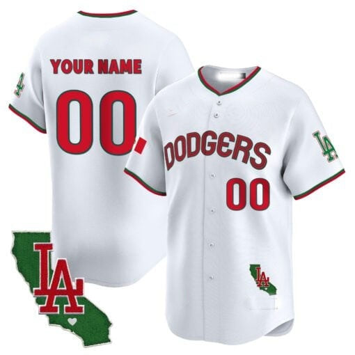 Custom Los Angeles Dodgers Mexico California Patch Vapor Premier Limited Jersey V3 ¨C All Stitched-White Fotopoulosg