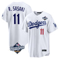 Los Angeles Dodgers #11 Roki Sasaki Player White Fotopoulosg World Series Home Game Stitched Jerseys