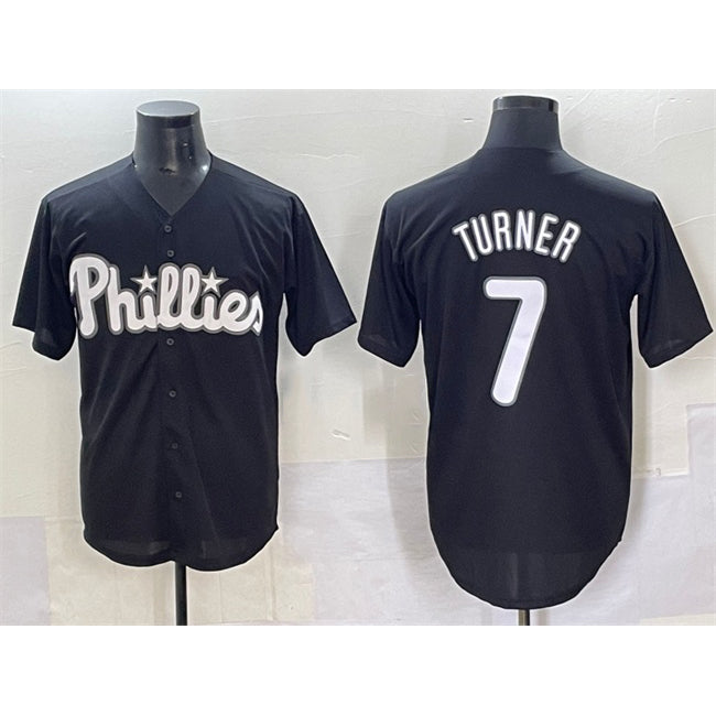 Philadelphia Phillies #7 Trea Turner Black Fotopoulosg Lights Out Limited Stitched Jersey