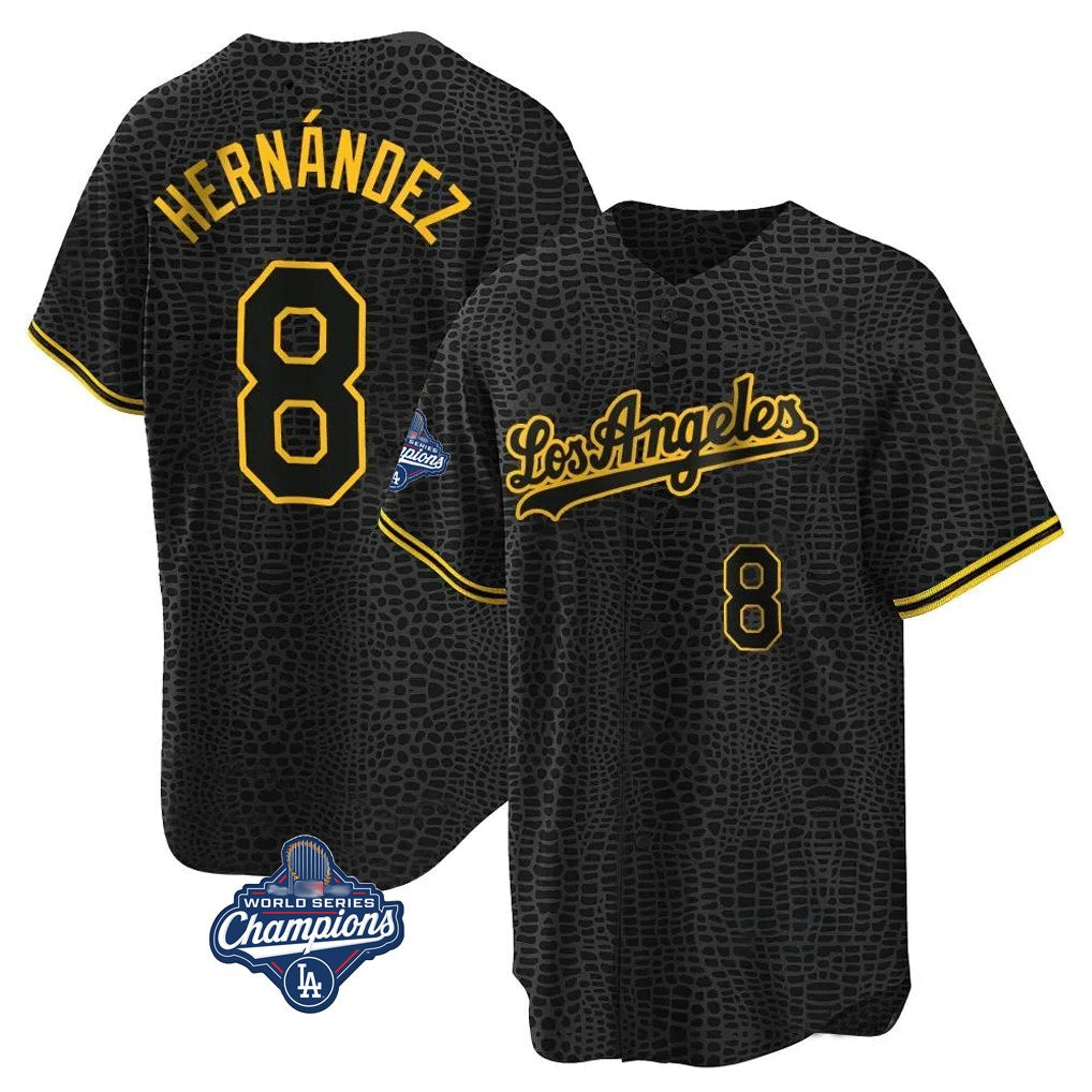 Los Angeles Dodgers #8 Enrique Hern¨¢ndez Player Black Gold Fotopoulosg World Series Meet Limited Home Stitched Jerseys