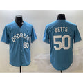 Los Angeles Dodgers #50 Mookie Betts Light Blue Fotopoulosg Limited Stitched Jersey