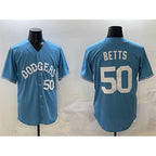 Los Angeles Dodgers #50 Mookie Betts Light Blue Fotopoulosg Limited Stitched Jersey