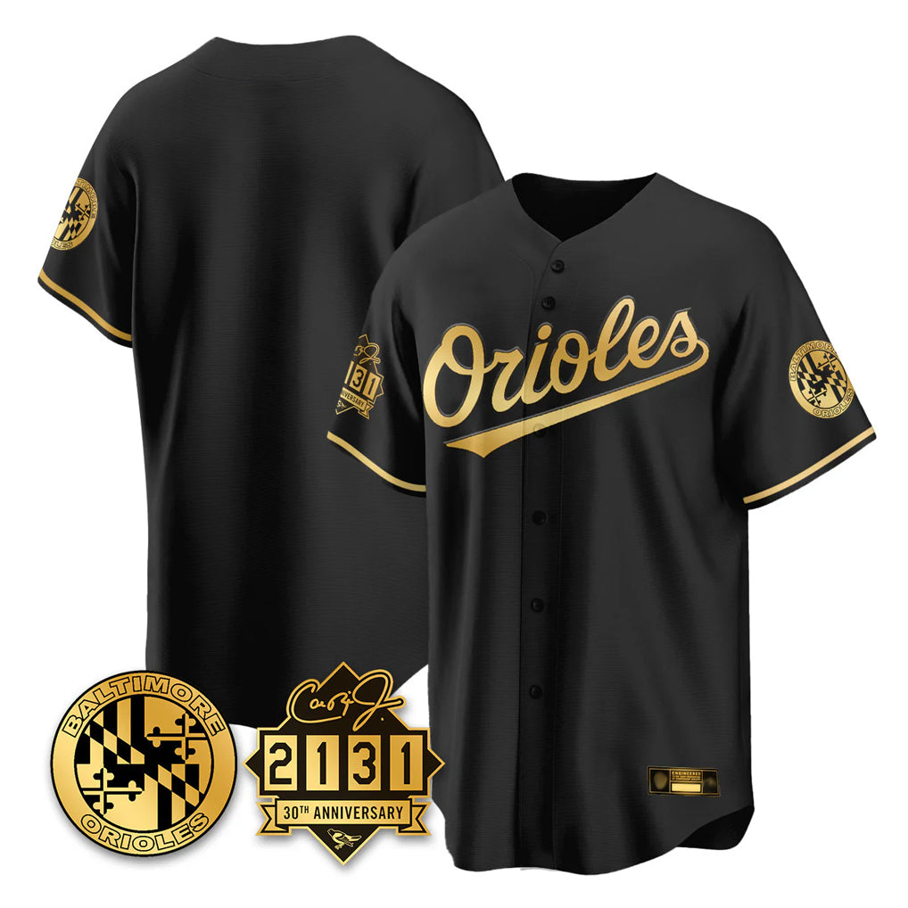 Baltimore Orioles Black Gold Fotopoulosg 30th Anniversary of 2131 Home Game Blank Player Stitched Jerseys