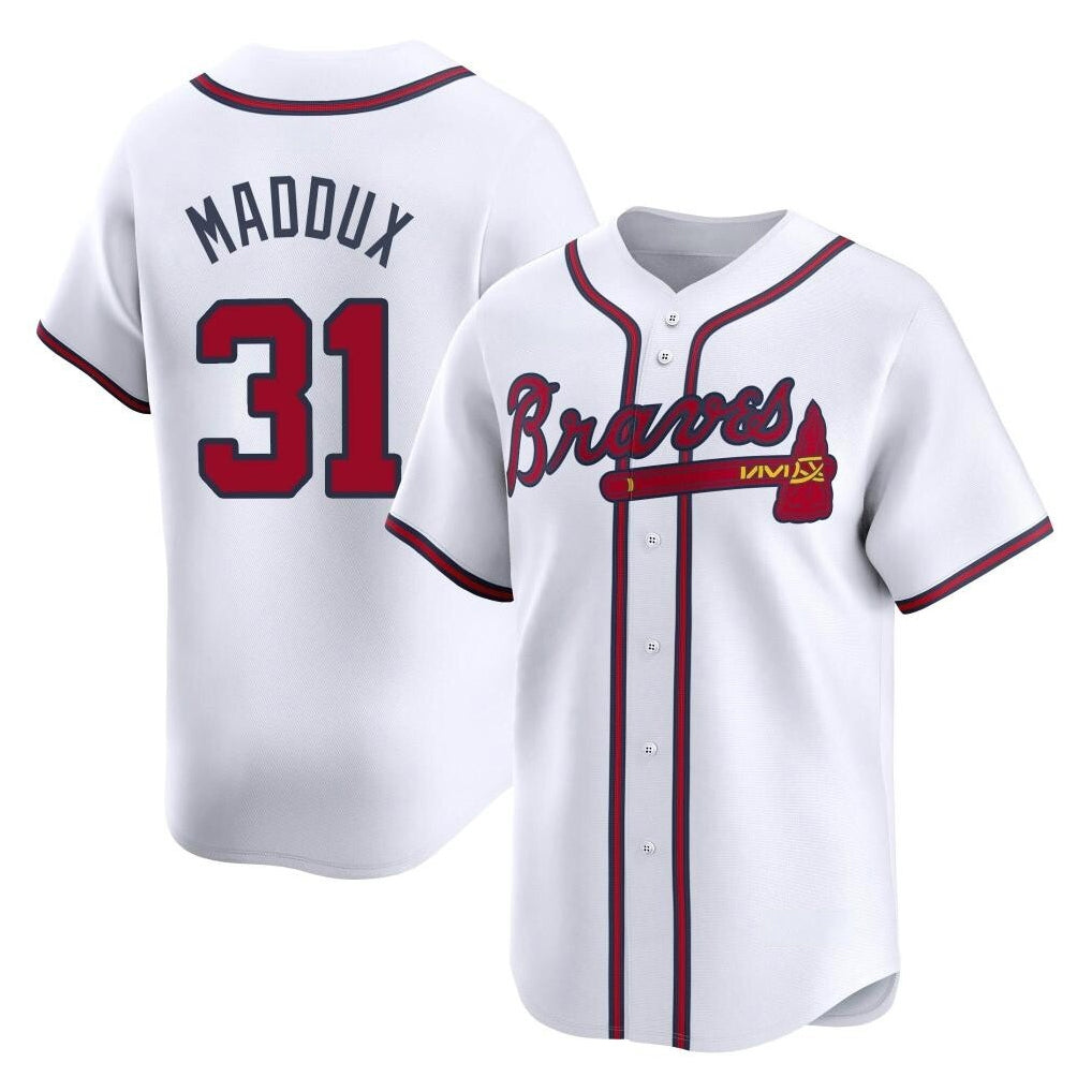 Atlanta Braves #31 Greg Maddux Player White Fotopoulosg Limited Home Game Stitched Jerseys
