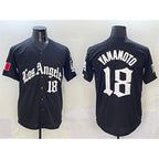Los Angeles Dodgers #18 Yoshinobu Yamamoto Black Fotopoulosg Mexico 2025 LA Gothic Style With Fernando Patch Vapor Premier Limited Stitched Jersey